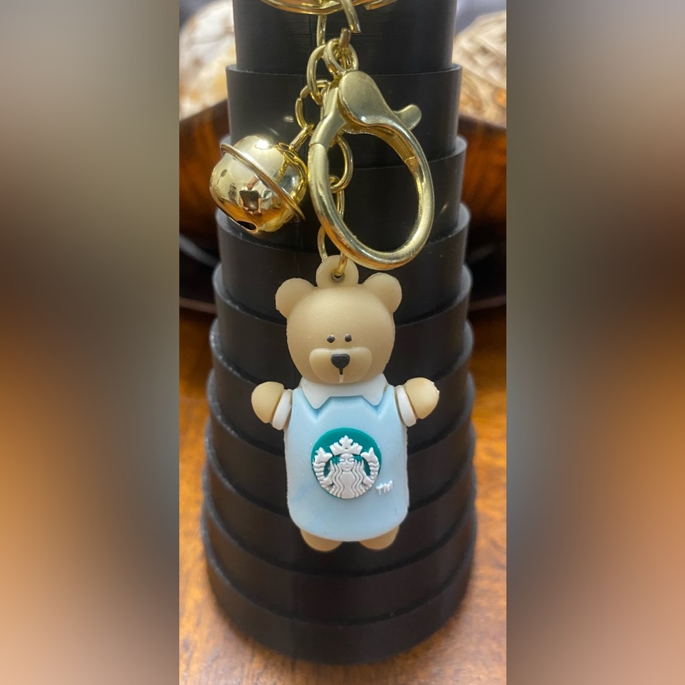 Teddy Bear Keychain with Gold and Blue - Picture 3 of 3